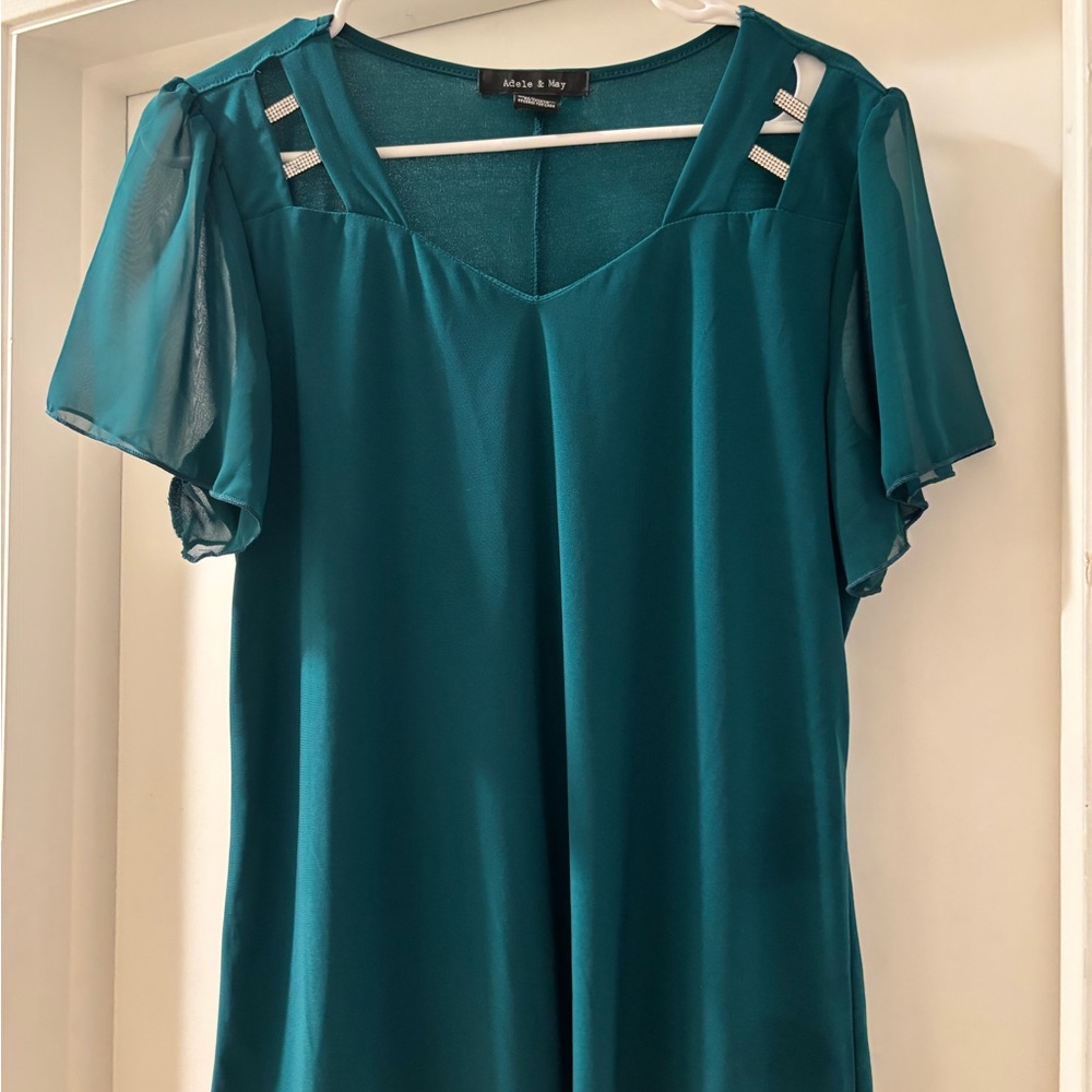 Teal Short-Sleeve Women's Top